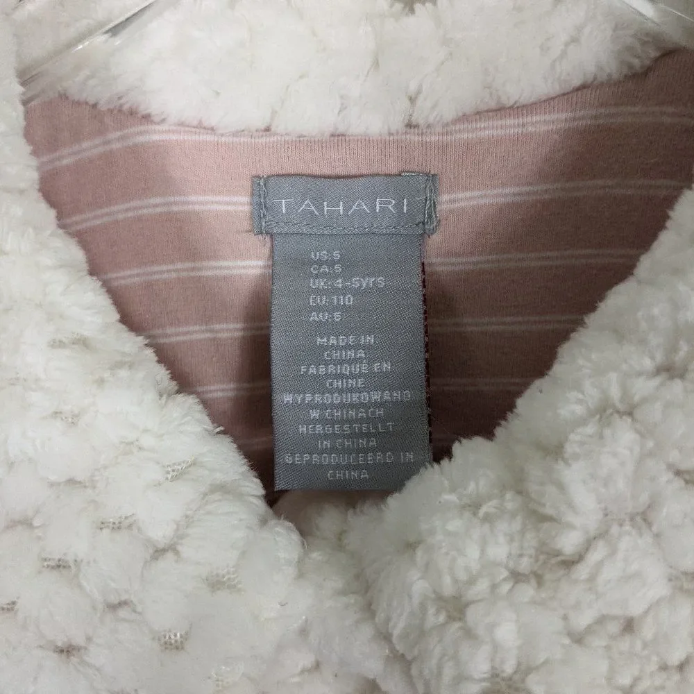 Tahari Faux Fur Toddler Girl Furry Vest Size 5 Cream